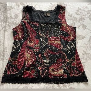 Y2K Black Red Lace Corset Fitted Lace Trim Blouse Top XL Whimsigoth Goth Bratz